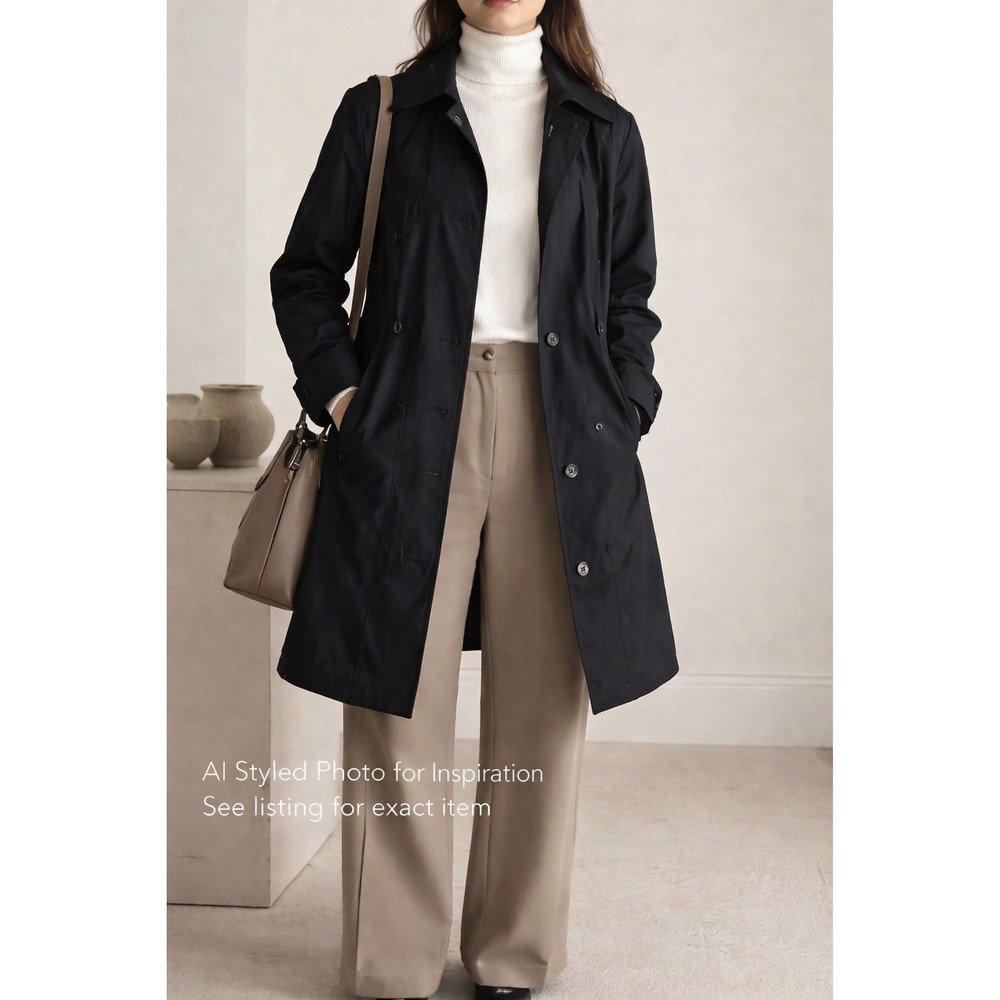 Bogner Women's Germany Black City Trench‎ Coat Quiet Luxury Minimalist US Size 8